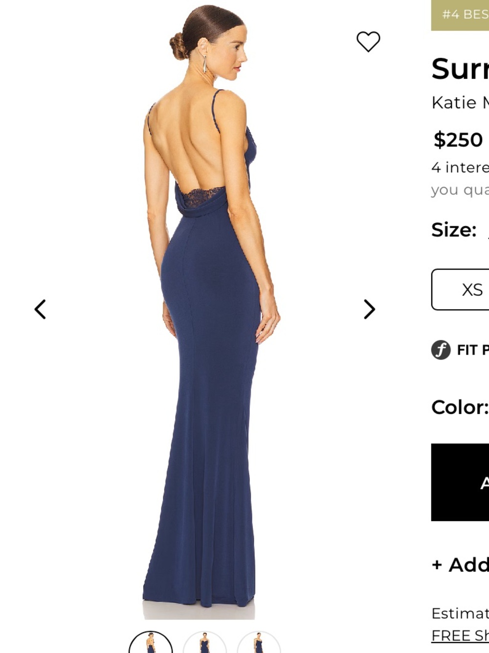 Revolve Surreal Dress Katie May Deep Sea Backless Surreal Gown